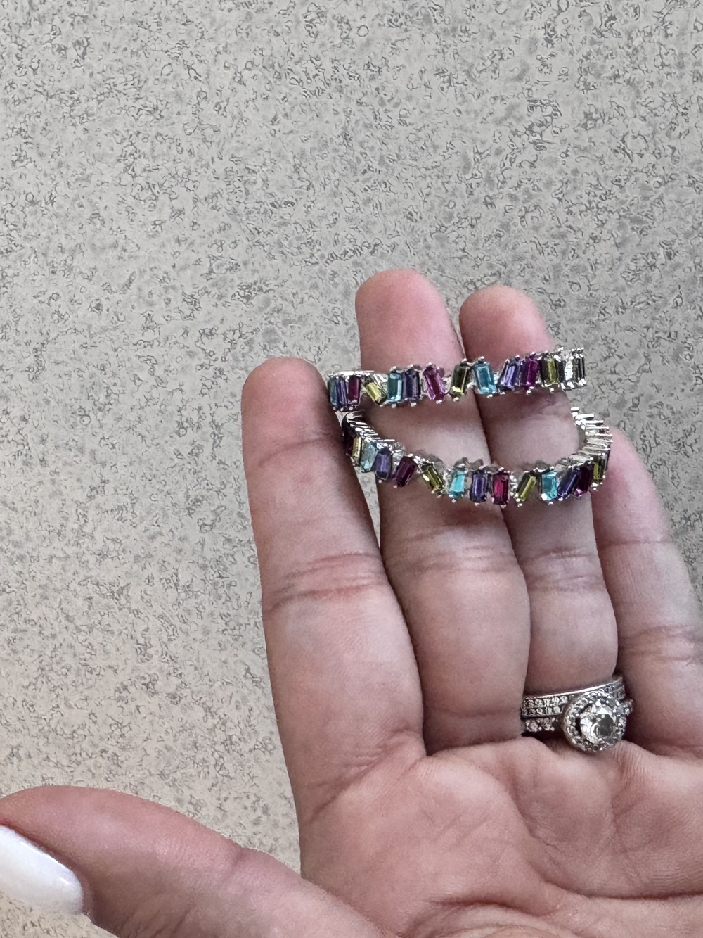 Multicolor Baguette Crystal Hoop Earrings - Women Jewelry